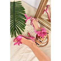 Fox Shoes Fuşya Saten Kurdele Detaylı Kadın Topuklu Ayakkabı K749384904 Fuşya