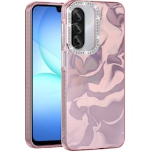 Galaxy Uyumlu A57 Kılıf Parlak Kamera Çevresi Taş Tasarımlı Airbagli Esila Kapak Pembe