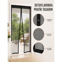 Mıknatıslı Kapı Sinekliği Otomatik Kapanan Siyah File Balkon Ve T