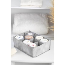 12 Bölmeli Gri Benekli Çekmece Içi Düzenleyici Kumaş Gri Diğer