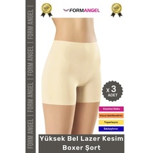 Korse İz Göstermeyen Lazer Kesim Toparlayıcı Şekillendirici Rahat Yüksek Bel Boxer Korse - 3 Adet Ten