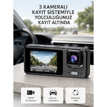 Park Modlu 3 Kameralı Araç Kayıt Cihazı 1080p Ön Kamera 2 Ekran 02616853
