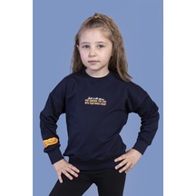 Toontoy Kız Çocuk Baskılı Sweatshirt Lacivert