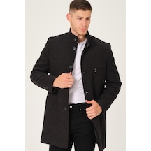 Plt8367 Dewberry Erkek Palto-Düz Antrasit