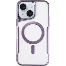 Newface - 911 - Apple iPhone Uyumlu 15 Plus Kılıf Boyi Magsafe Silikon Kapak - - Csmo-tex - Derin Mor