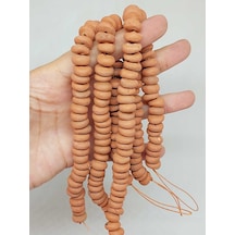 Kahverengi Yassı Mat Seramik Boncuk Dizi 10-12mm/23cm 54206 Çok REnkli