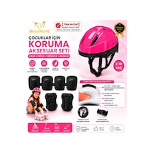 Çocuk Kaskı Ve Dizlik, Dirseklik Eldiven Set Pembe/siyah