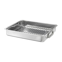 Metal Fırın Kabı, Paslanmaz Çelik Meridyendukkan 32x40 Cm Fırın-barbekü Kızartma Kabı