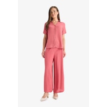Defacto Culotte Geniş Paça Krinkıl Viskon Kapri C9565ax25smbr275 Bordo