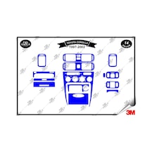 Toyota Corolla 1997-2002 Torpido Konsol Trim Göğüs Maun Kaplama Set 14 Parça Mavi