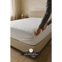 Yatak Alezi Pamuklu Kapitone Fitted Full Kenar Yatak Koruyucu Beyaz