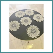 Bezos 6 Lı Dantel Kahve Sunumluğu 15x15 Cm Asorti Desenli Çeyizlik Sunumluk Mac Çok Renkli