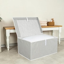 Pazar Kapısı Çok Amaçlı Düzenleyici Kapaklı Sandık Tipi Kutu Hurç Organizer 60 X 40 X 30, Gri