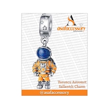 Turuncu Astronot Sallantılı Charm Gümüş