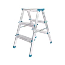 3+3 Çift Basamaklı Alüminyum Metal Merdiven Yükseklik 69cm Baş Genişlik 8cm 1 Adet