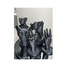 4lü Set Dekoratif Takı Organizer Manken Standı Makyaj Mücevher Kolye Tasarım Sergi Yüzük 21 Cm Dlc3d Siyah Ve Beyaz Set 20 Cm