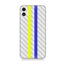 Apple Uyumlu iPhone 11 Sarı Lacivert Metal Motif Desenli Silikon Kılıf