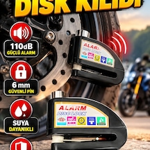 Motosiklet Bisiklet Scooter İçin 110db Alarmlı Disk Fren Kilidi 6 Mm Pin, Suya Dayanıklı Çelik Göv