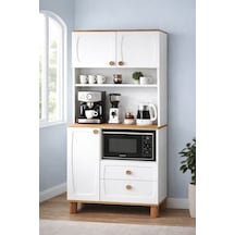 Lizbon Kahve Köşesi + Çok Amaçlı Raflı Kapaklı Dolap - 80cm Renkli