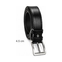 Erkek Hakiki Deri 4.5 Cm Klasik Ve Kot Pantolon Kemeri Metal Tokalı Siyah