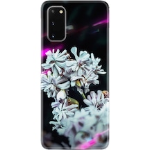 Samsung Uyumlu Galaxy A02S Kılıf Silikon Desenli Beyaz Çiçekler 1888