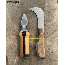 Brc Karbon Çelik Aşı Bıçağı Cep Çakısı Tırnak Kesme Bıçağı Çelik Budama Makası 2li Set