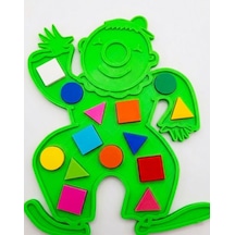 Eğitici Geometrik Şekiller - Renkli Şekil Eşleştirme - Zeka Geliştirici Çocuk Puzzle - Yeşil