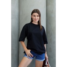 Kadın Oversize Tişört-siyah SIYAH