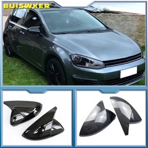 Karbon Görünümlü Siyah-2 Adet Vw Golf Mk7 7.5 Gtı 7 7r Ayna Kapakları Kapakları Dikiz Aynası Kılıfı Karbon Görünümlü Parlak Siyah Mat Krom Kapak