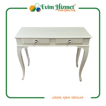 120 Cm Çekmeceli Krem Dresuar & Makyaj Masası Krem