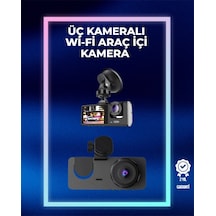 1080p Ön + 720p Arka & İç Kamera Suya Dayanıklı Araç Güvenlik Kamerası
