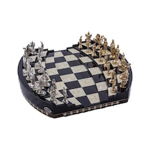 Arena 3d Chess Board Black Big Size | Metal Figürlü