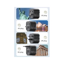 Universal Seyahat Priz Dönüştürücü Adaptör, 45w Şarj Cihazı, 2x Usb Girişi, 3x Type-c Girişi, Uluslararası Güç Adaptörü, Us, Uk, Eu, Au Evrensel Uyum Çok Renkli