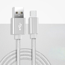 Gümüş İos Uyumlu, Type-c Ve Mikro Usb İçin Yüksek Kaliteli Ve Hızlı Şarj Edilen 10ft Naylon Örgülü Telefon Şarj Kablosu 1.5m İos Uyumlu