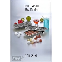 18 Bölmeli Elmas Model Buz Kalıbı / 2'li Set - Antrasit