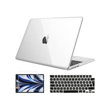 NovStrap Apple Uyumlu MacBook Air 13.6 inç 2022 M2 Çip A2681 Kılıf Parlak-Siyah Klavye Kılıfı-Film