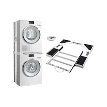 Sunup Sn-30986 Çamaşır Makinesi Ve Kurutma Makinesi İstifleme Seti - Kurutma Makinesi Önü Çamaşır Katlama Çekmecesi Aparatı Askılıklı Gri