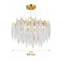 Ağaç Model 80 Cm Taşlı Avize Gold