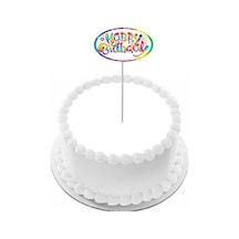 Pasta Yazısı Happy Birthday 5x9cm Ebat Kuşe Parlak Baskı 1 Adet Kürdan Gelecek Gökkuşağı Renk