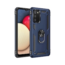 Samsung Uyumlu Galaxy A03s Uyumlu Kılıf Sofya Yüzüklü Silikon Kapak - Lacivert
