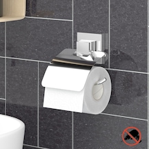 Teknotel Easyfıx Yapışkanlı Kapaklı Tuvalet Kağıtlık Krom Ef238