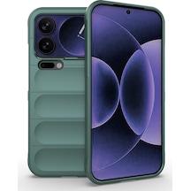 Xiaomi 17 Pro Max Kılıf Esnek Tpu Oyuklu Arka Yüzey Tasarımlı Etnik Silikon Kapak Koyu Yeşil