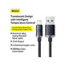 Crystal Hızlı Şarj Kablosu, Lightning 1.2m, Uyumlu, Güçlendirilmiş Yapı, Dayanıklı Ve Hızlı Veri Aktarımı, Siyah