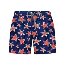 John Frank Starfish Desenli Hızlı Kuruyan Mayo Short Erkek Mayo Short Jfssswl81 Lacivert-kırmızı