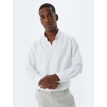 Koton Slim Fit Gömlek Uzun Kollu Pamuk Karışımlı Beyaz 5wam60067hw Beyaz