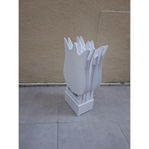 Zigon Çanta 90539 Lale Model Dörtlü Takım Ahşap Mdf Beyaz Renk El Yapım Beyaz