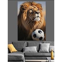 Ahşap Tablo Futbol Topu Ve Aslan