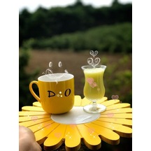 Sarı Papatya Ahşap Supla - Amerikan Servis - Tabak Altı Çok Renkli