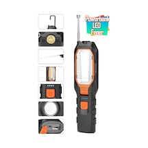El Feneri 4 Modlu 90 Akrobat Led Çalışma Işığı İş Lambası Darbeye Dayanıklı Mıknatıslı Fener 8w Turuncu