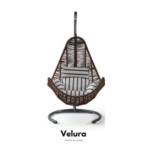 Zen Bahçe Salıncağı - Kahve Rattan Zebra Minder Kahverengi